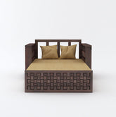 Olivia Solid Sheesham Wood 2 Seater Sofa Cum Bed (Walnut Finish)